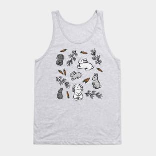 Cute Winter Bunnies Pattern with Berries and Carrots Digital Illustration Tank Top